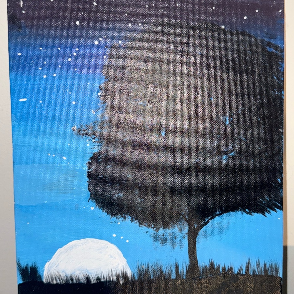 Blue and Black Tree Art Canvas